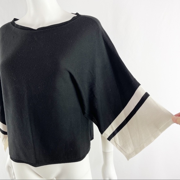 Eileen Fisher Size XXS Black Rib Knit Slit Sleeve Sweater Top Lyocell Silk Blend - Picture 6 of 10